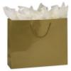 Glossy Shopping Bag With Handle, Laminated, Gold, Custom Printed, 16 X 4 3/4 X 13"